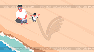 Дрон selfie на пляже. - клипарт в векторе / векторное изображение