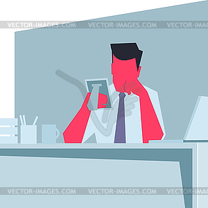 Businessman holding photo. - vector image