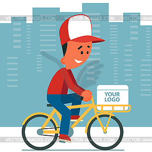 Delivery Man Riding Bicycle. - vector image