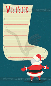 Christmas wiish sock and Santa - vector EPS clipart