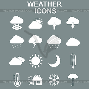 Weather forecast and meteorology symbols icons - vector clip art