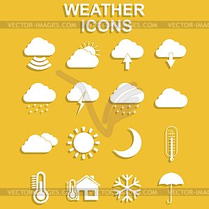 Weather forecast and meteorology symbols icons - vector clipart