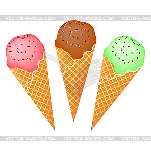 Set of ice creams with chocolate glaze, berries - stock vector clipart