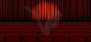 Spotlight on stage curtain.  - vector image