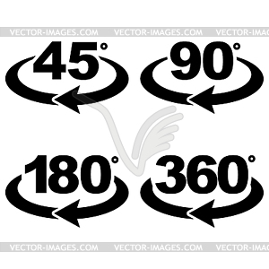 45, 90, 180 and 360 degrees view sign icons - vector image