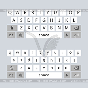 Modern keyboard of smartphone, alphabet buttons - vector clipart