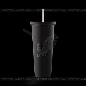 Black cup with black coffee - vector image