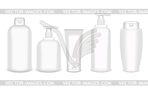 Realistic cosmetic bottle mock up set pack. Cosmeti - vector clipart