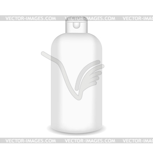 Белая глянцевая пластиковая бутылка для шампуня, геля для душа - векторный клипарт / векторное изображение