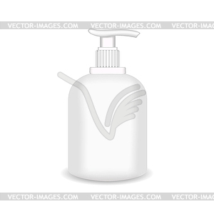 Белая глянцевая пластиковая бутылка для шампуня, геля для душа - изображение в векторе / векторный клипарт