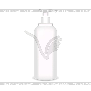 White glossy plastic bottle for shampoo, shower gel - vector image