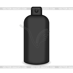 White glossy plastic bottle for shampoo, shower gel - vector clipart