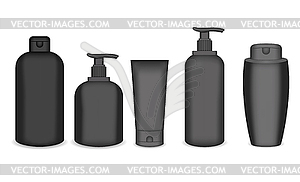Realistic cosmetic bottle mock up set pack. Cosmeti - royalty-free vector clipart