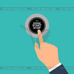 Engine starting and stopping system. Engine start. - vector clip art