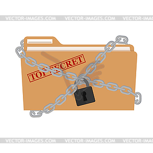 Metal chain and padlock, folder. File protection. - color vector clipart