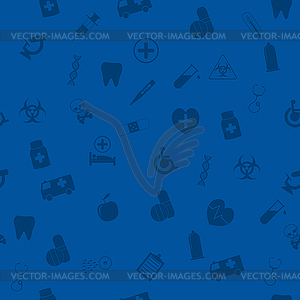 Seamless pattern with Medical Icons in flat style - vector clipart