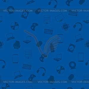 Seamless pattern with electronics - vector image