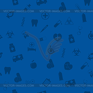 Seamless pattern with Medical Icons in flat style - vector clip art