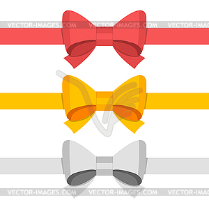 Red, gold, silver color bow knot and ribbon . - vector clipart