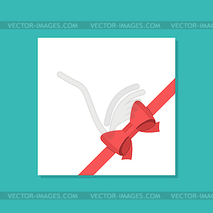 Red satin bow  - vector image