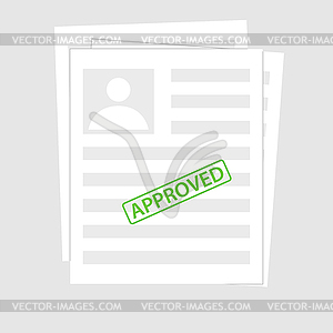 Rejected document with stamp and pen. Modern flat - vector clipart