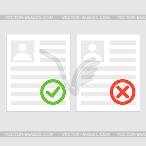 Pack sheets paper with stamp of rejected, - vector clipart