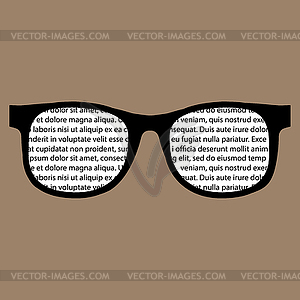 Text in glasses. Flat reading icon. . Education - vector clip art