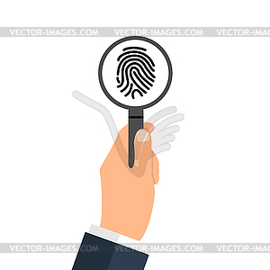Investigation of thumb prints by magnification - vector clip art