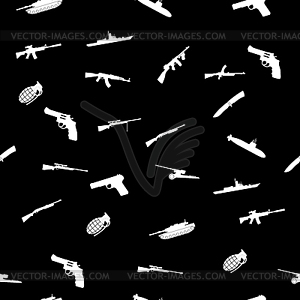 Flat seamless pattern weapons format - vector clip art