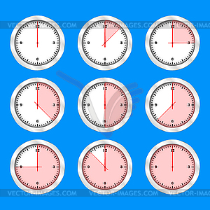 Time clock icon set flat design,  - vector clipart