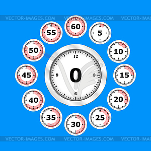 Time clock icon set flat design,  - vector image