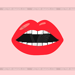 Red Lips on light pink background  - stock vector clipart