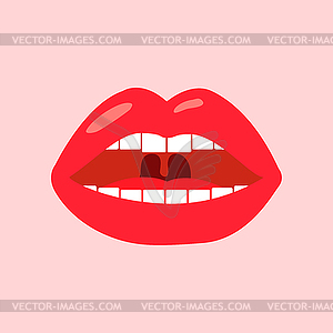 Красные губы на светло-розовом фоне - векторизованное изображение клипарта