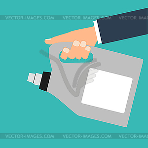 Washing gel, cleaner. , doodle. Plastic bottle. - vector image