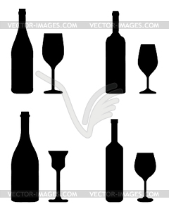 Glass and bottle - vector image