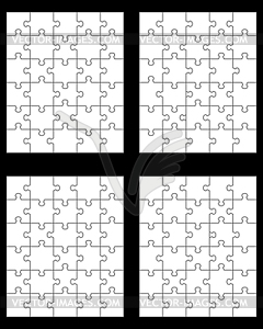 Four white puzzles - vector image