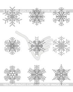 Различные серые снежинки - клипарт в векторном формате