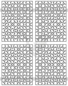 Four white puzzles - vector clipart