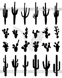 Silhouettes of cactus - vector clipart