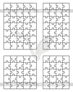 Four white puzzles 4 - vector clipart