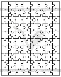 Puzzle, separate parts - white & black vector clipart