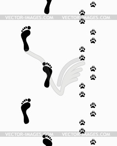 Prints of feet and  paws - vector clip art