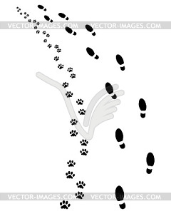 Человек и собака - графика в векторном формате