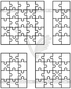 White jigsaw puzzles - vector clipart