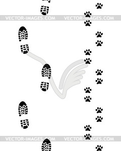 Shoes and paws - vector image