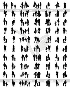 Families at walking - vector clip art