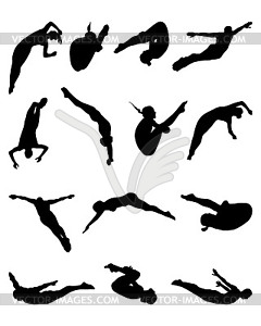 Silhouettes of jumping - vector image