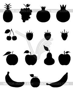 Силуэты фруктов - векторное графическое изображение