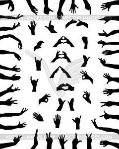 Silhouettes of hands - vector clipart