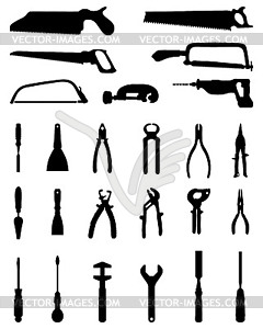 Silhouettes of tools - vector clip art